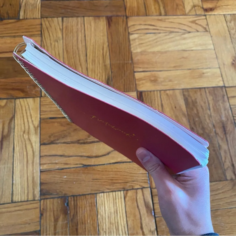Pink Faux Leather Spiral Notebook with Lined Pages and Gold Lettering